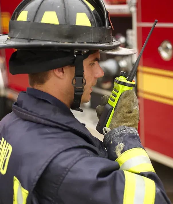 firefighter-talking-on-two-way-radio