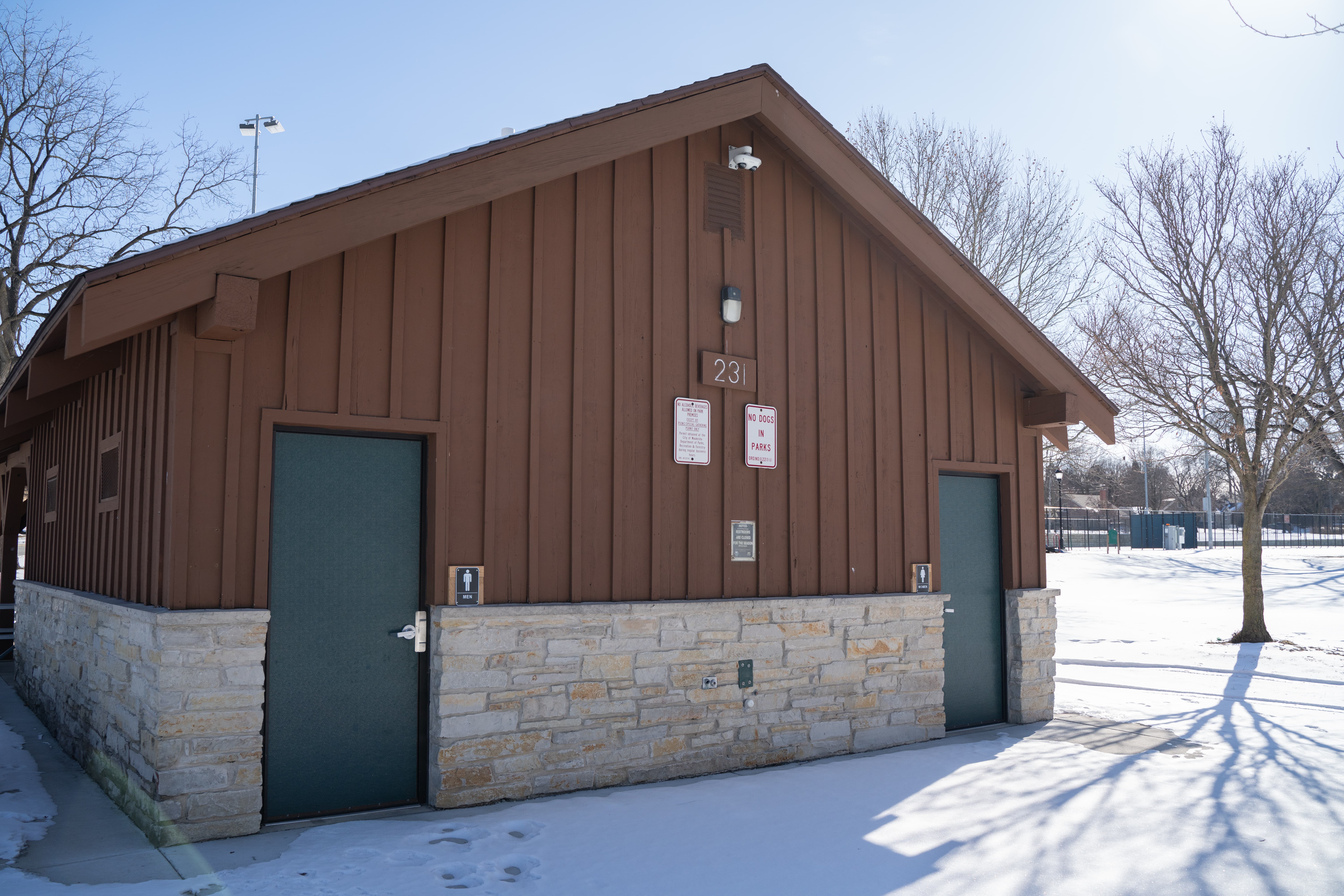 Securing parks and recreation shelter bathrooms